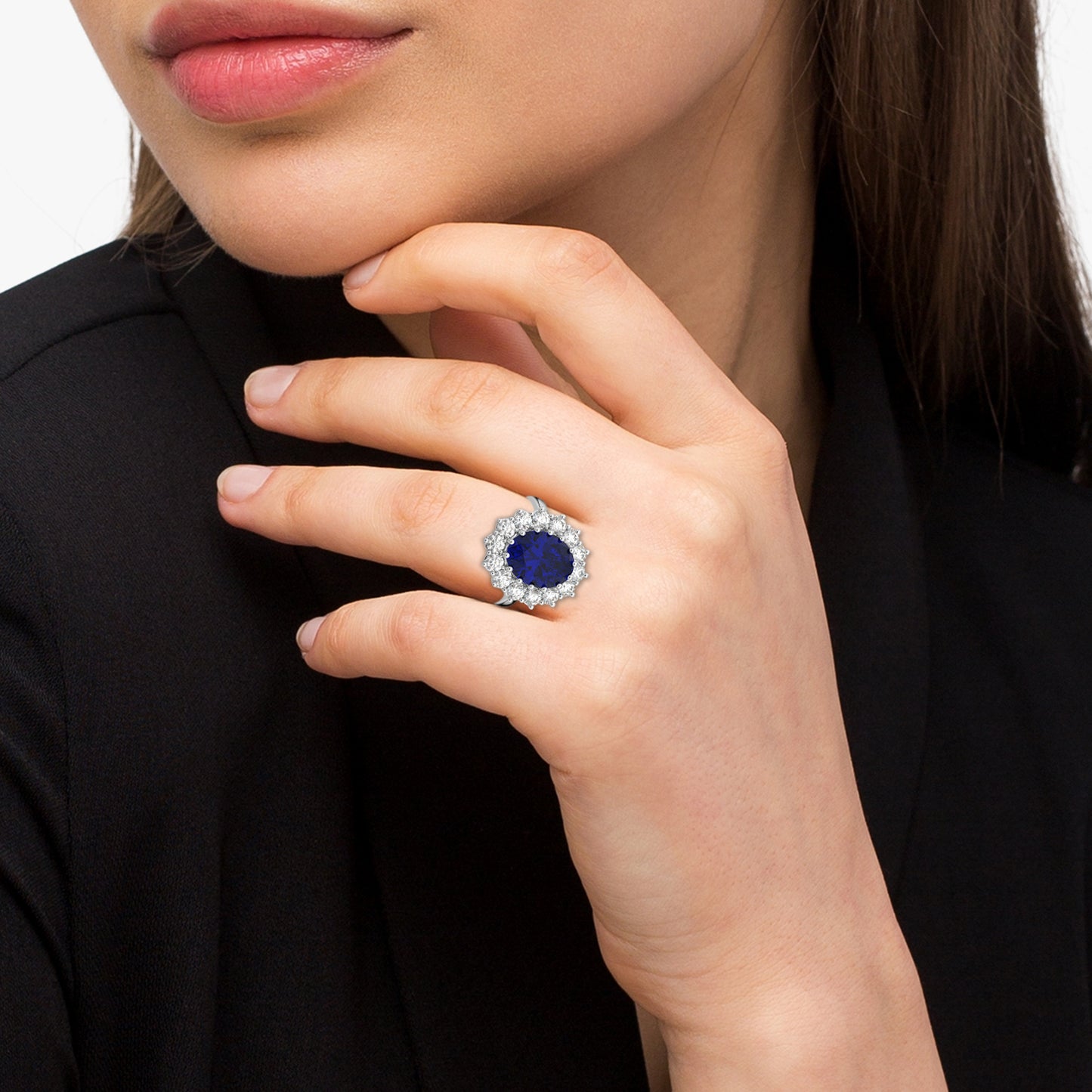 oval blue sapphire and diamond ring