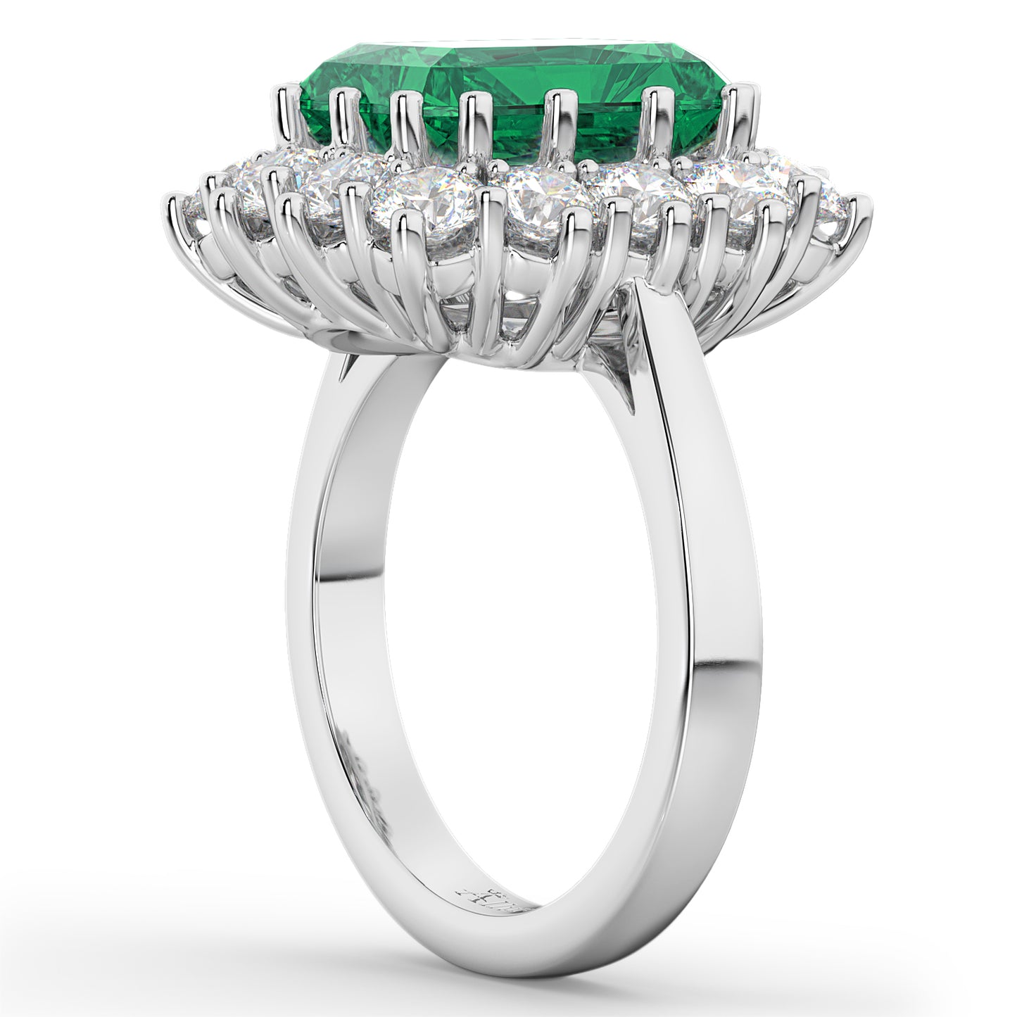 emerald and diamond ring in white gold