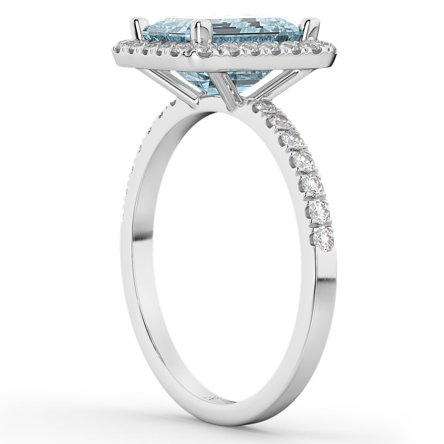 aquamarine and diamond engagement ring white gold