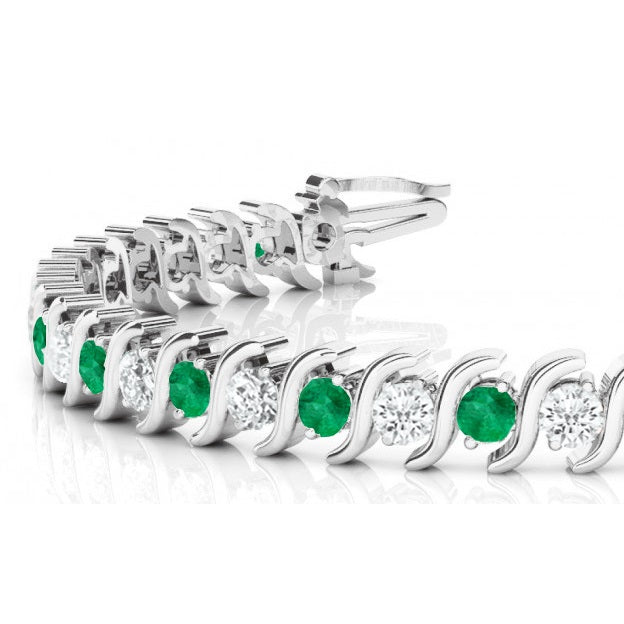 emerald diamond tennis bracelet white gold
