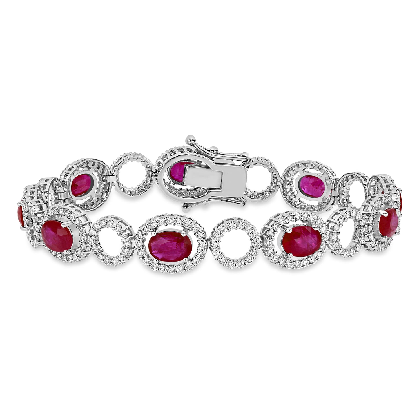 oval ruby and round diamond bracelet