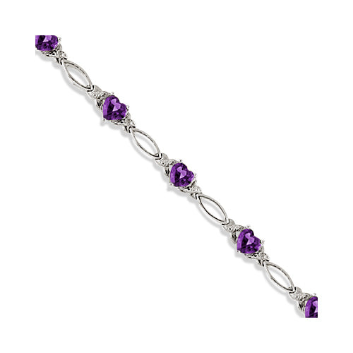 amethyst diamond bracelet in white gold