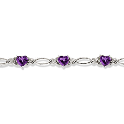 amethyst diamond bracelet in white gold
