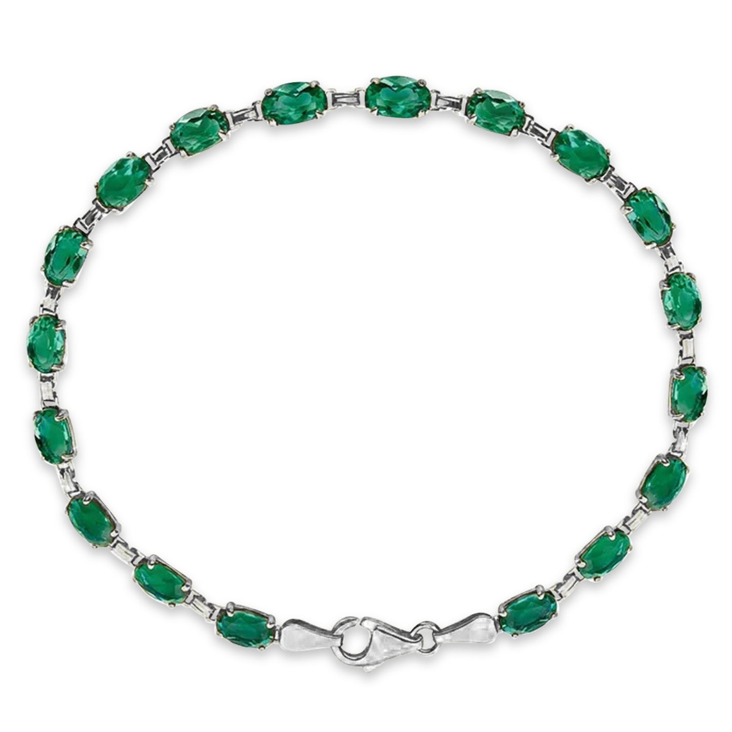 18K White Gold Natural Emerald Bracelet