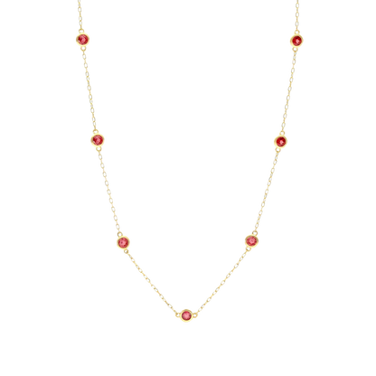 18K Yellow Gold Garnet Station Necklace