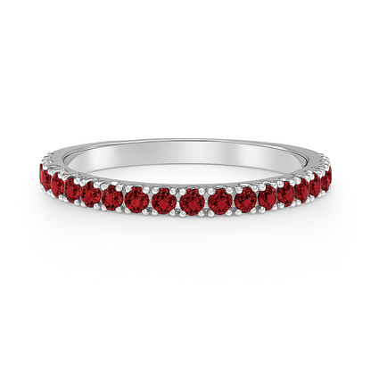 18K White Gold Ruby Eternity Band Stackable Ring