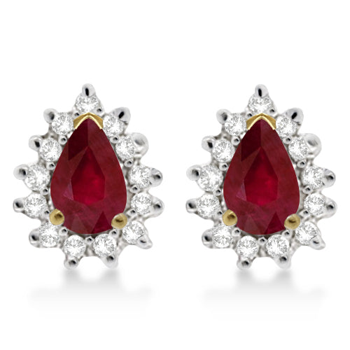 18K yellow gold ruby earrings for women