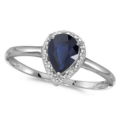 pear shaped blue sapphire and diamond ring